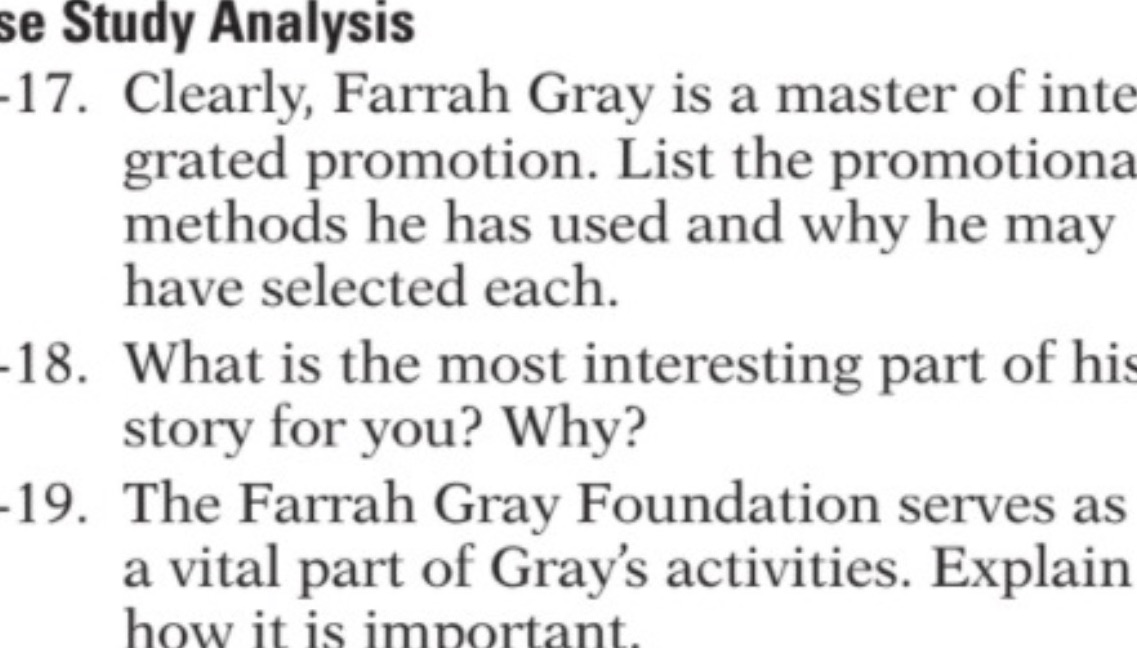 se Study Analysis -17. Clearly, Farrah Gray is a master of inte