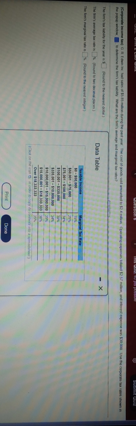 QU12 Unit & Lap QUIL Question b This Quiz: 40 pts possidie