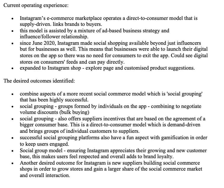 Current operating experience: Instagram's e-commerce marketplace operates a direct-to-consumer model that is