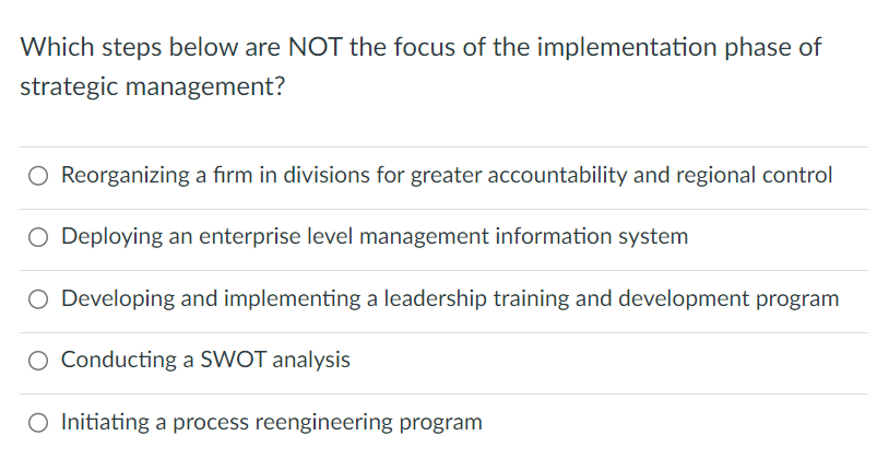 Which steps below are NOT the focus of the implementation phase of