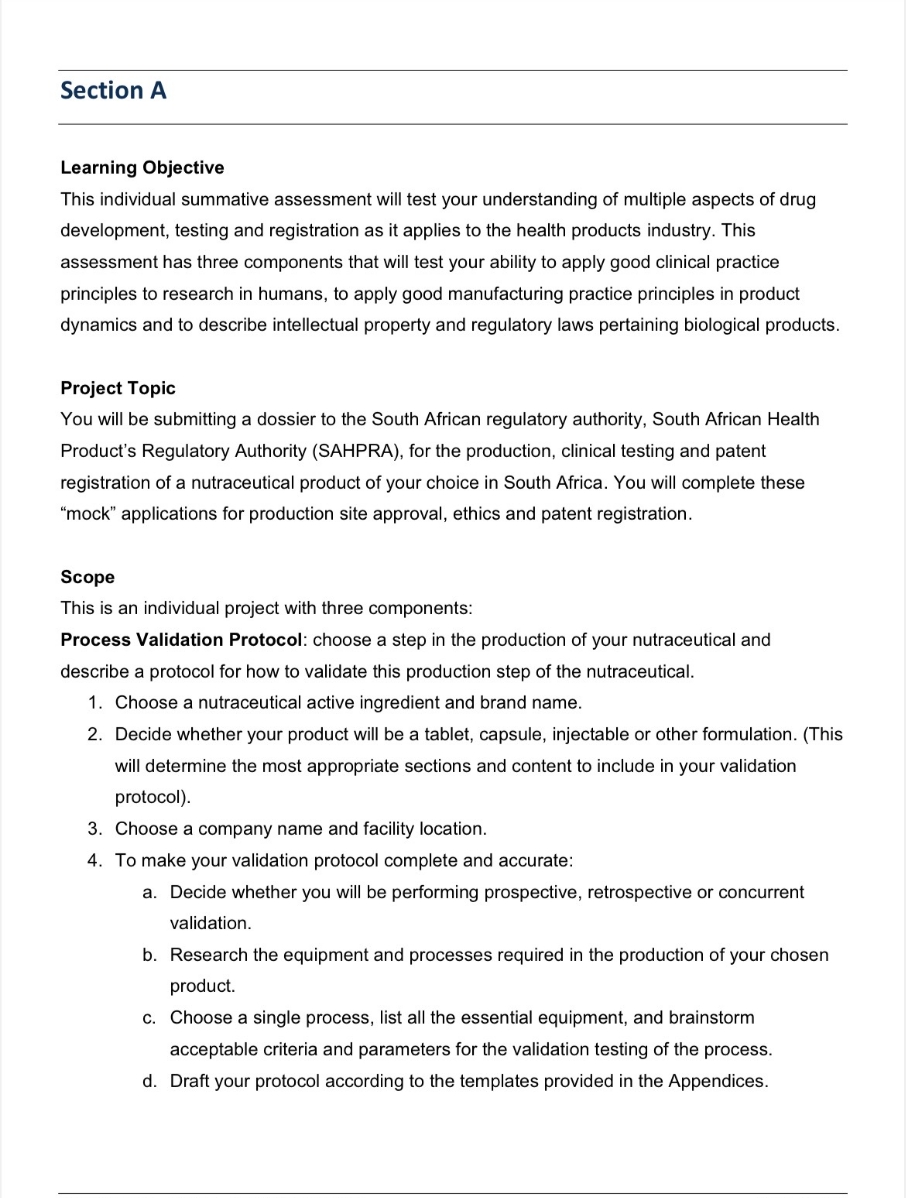 Section A Learning Objective This individual summative assessment will test your understanding