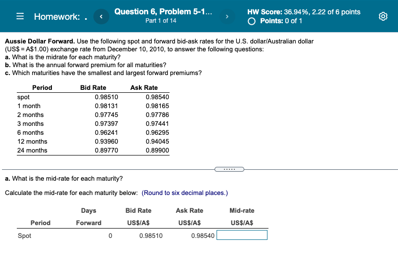 Question 6, Problem 5-1... = Homework: . Part 1 of 14 HW