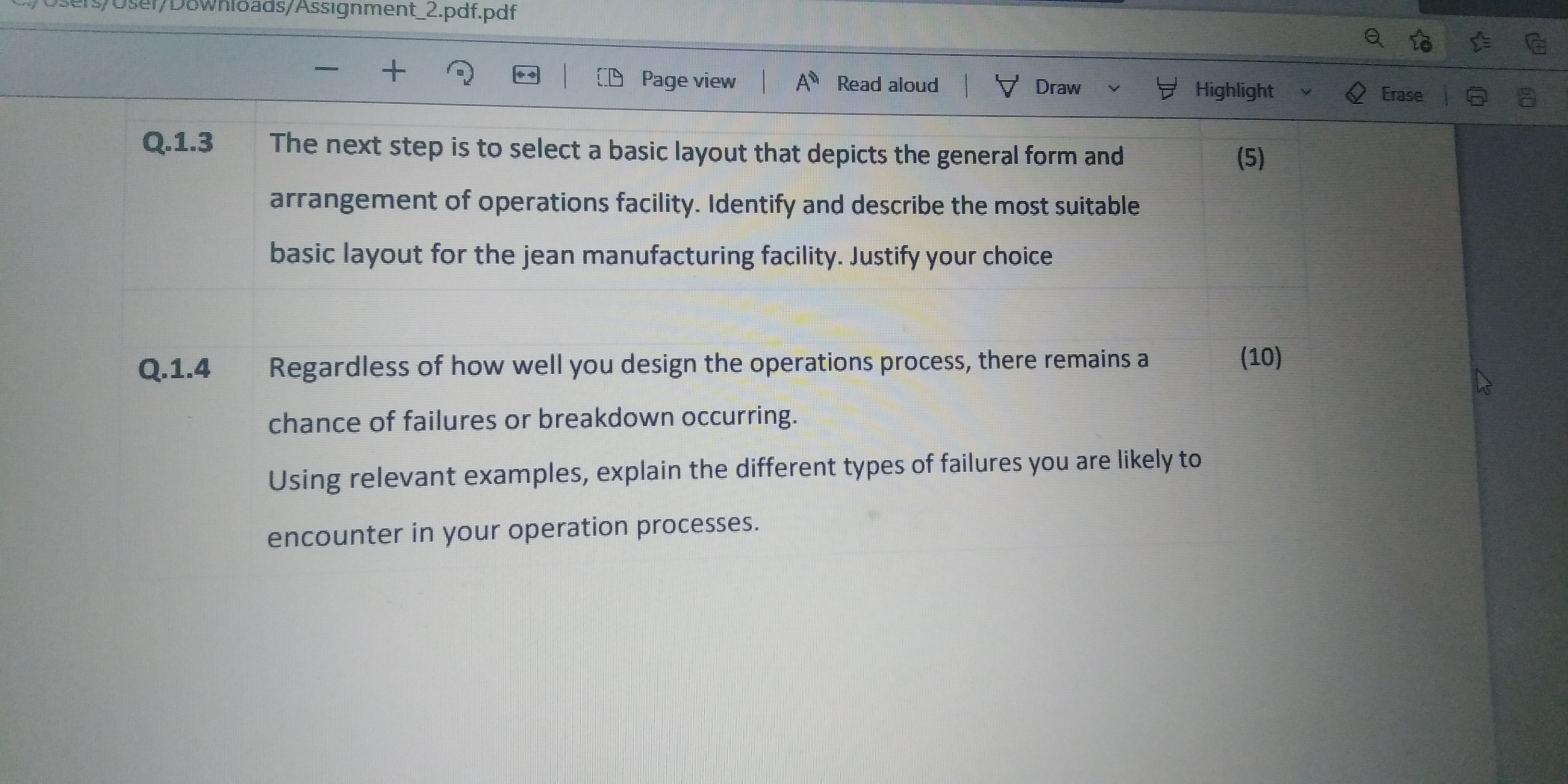 1 Consider the following scenario and then answer the questions that follow: