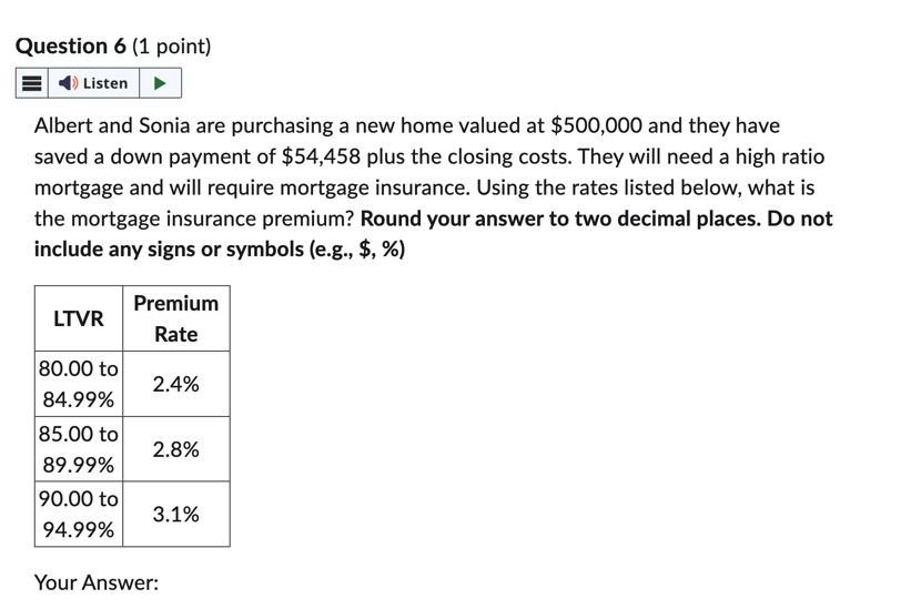 Question 6 (1 point) Listen Albert and Sonia are purchasing a new
