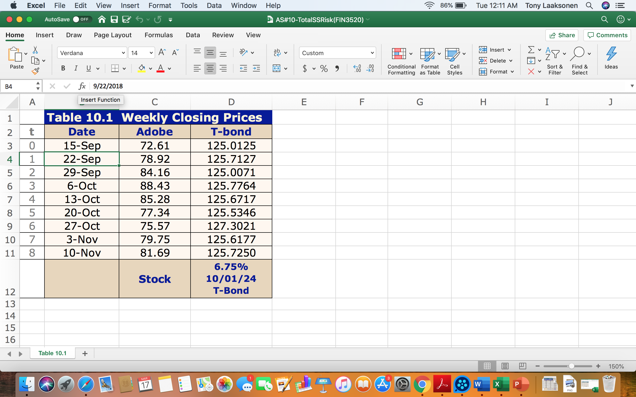 Excel File Edit View Insert Format Tools Data Window AutoSave OFF Help