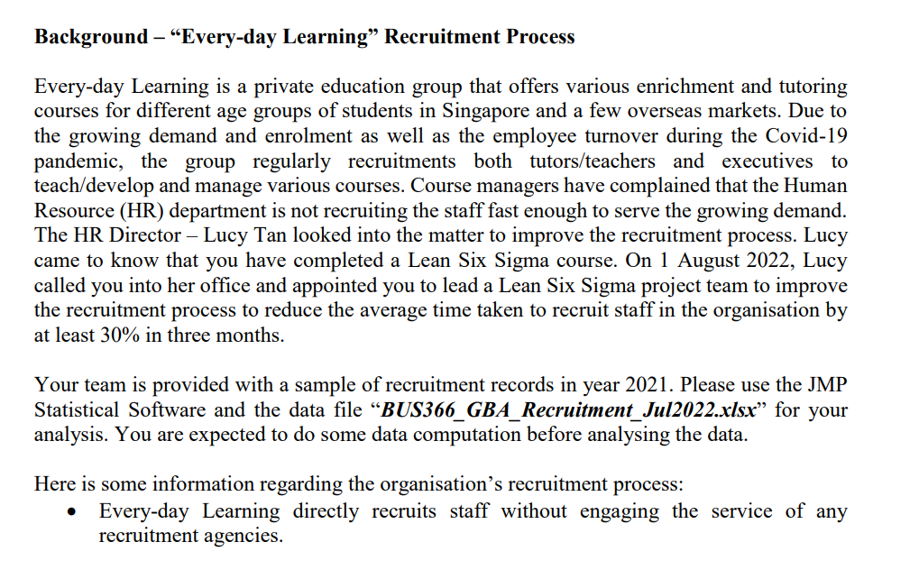 Background - "Every-day Learning Recruitment Process Every-day Learning is a private education