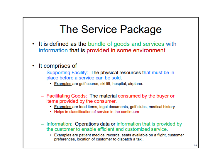 The essential or intrinsic features. - Examples are quality of meal, attitude