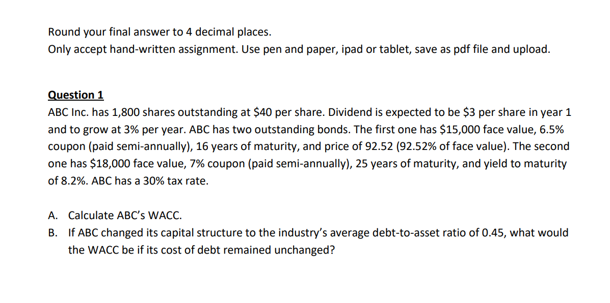 Round your final answer to 4 decimal places. Only accept hand-written assignment.