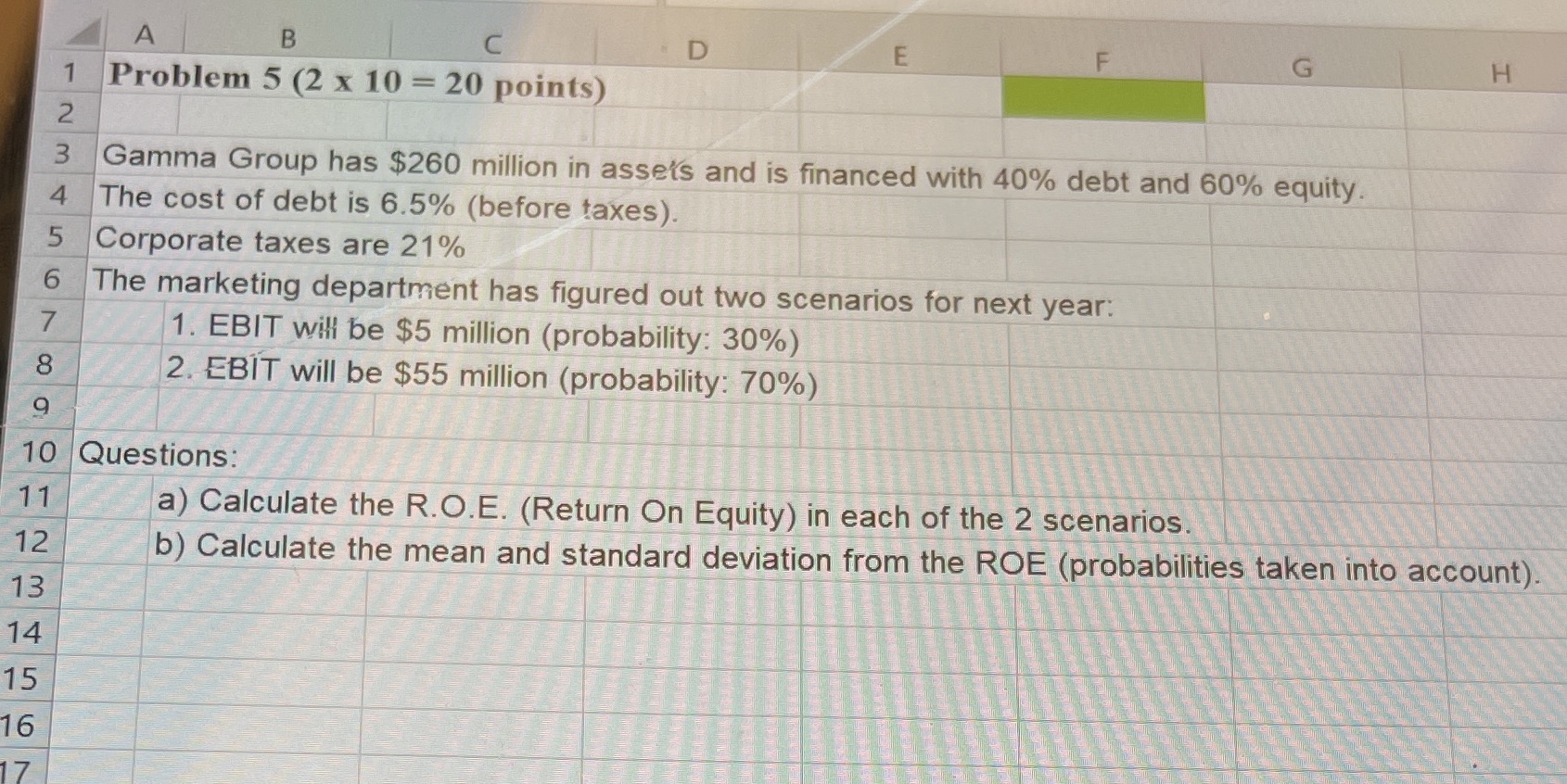A B C E 1 2 Problem 5 (2 x 10 =