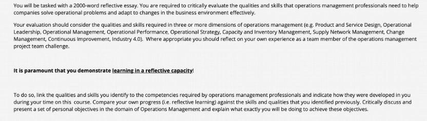 You will be tasked with a 2000-word reflective essay. You are required