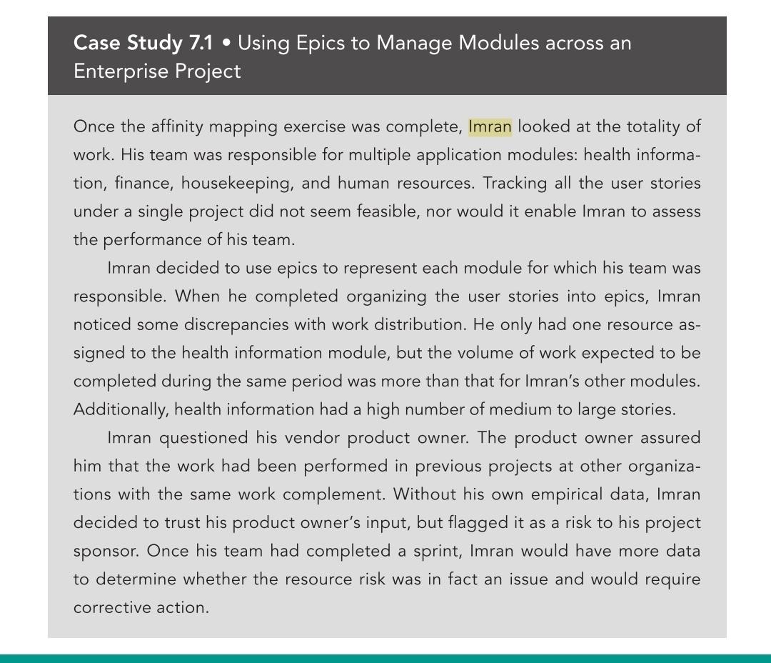 was a resource risk with one of his modules? Explain your answer.