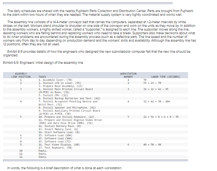 examining the prototype assembly process sheet (shown In Exhibit 6.8) for the