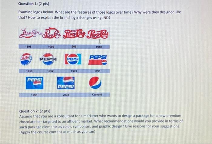 Question 1: (2 pts) Examine logos below. What are the features of