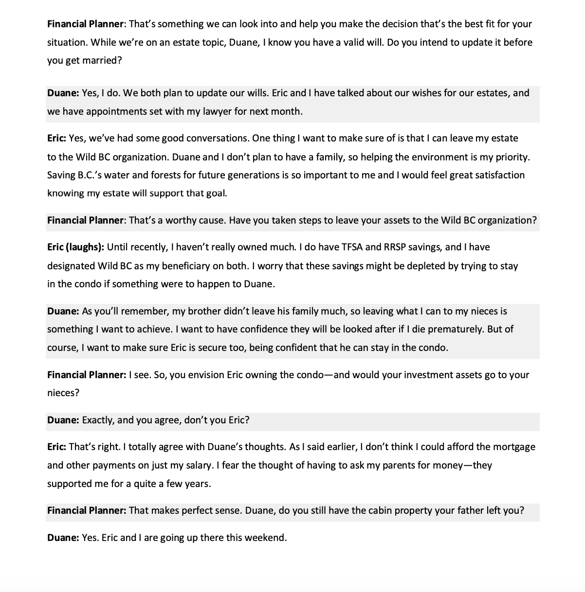 to Your Office Financial Planner: Congratulations to both of you on your