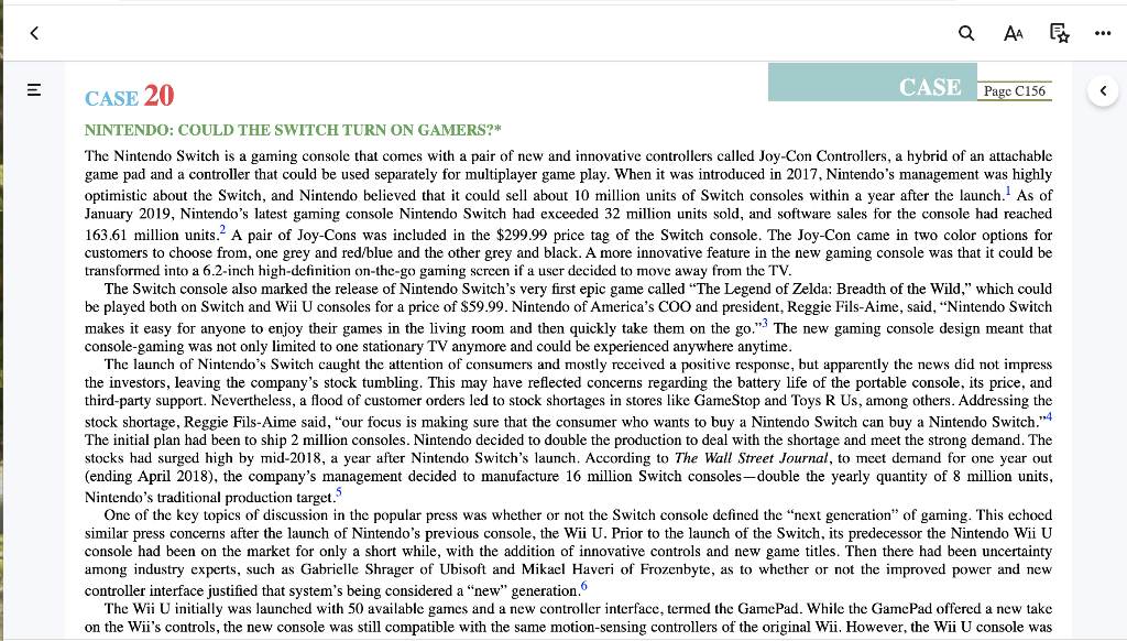 = CASE 20 Q CASE Page C156 < NINTENDO: COULD THE SWITCH