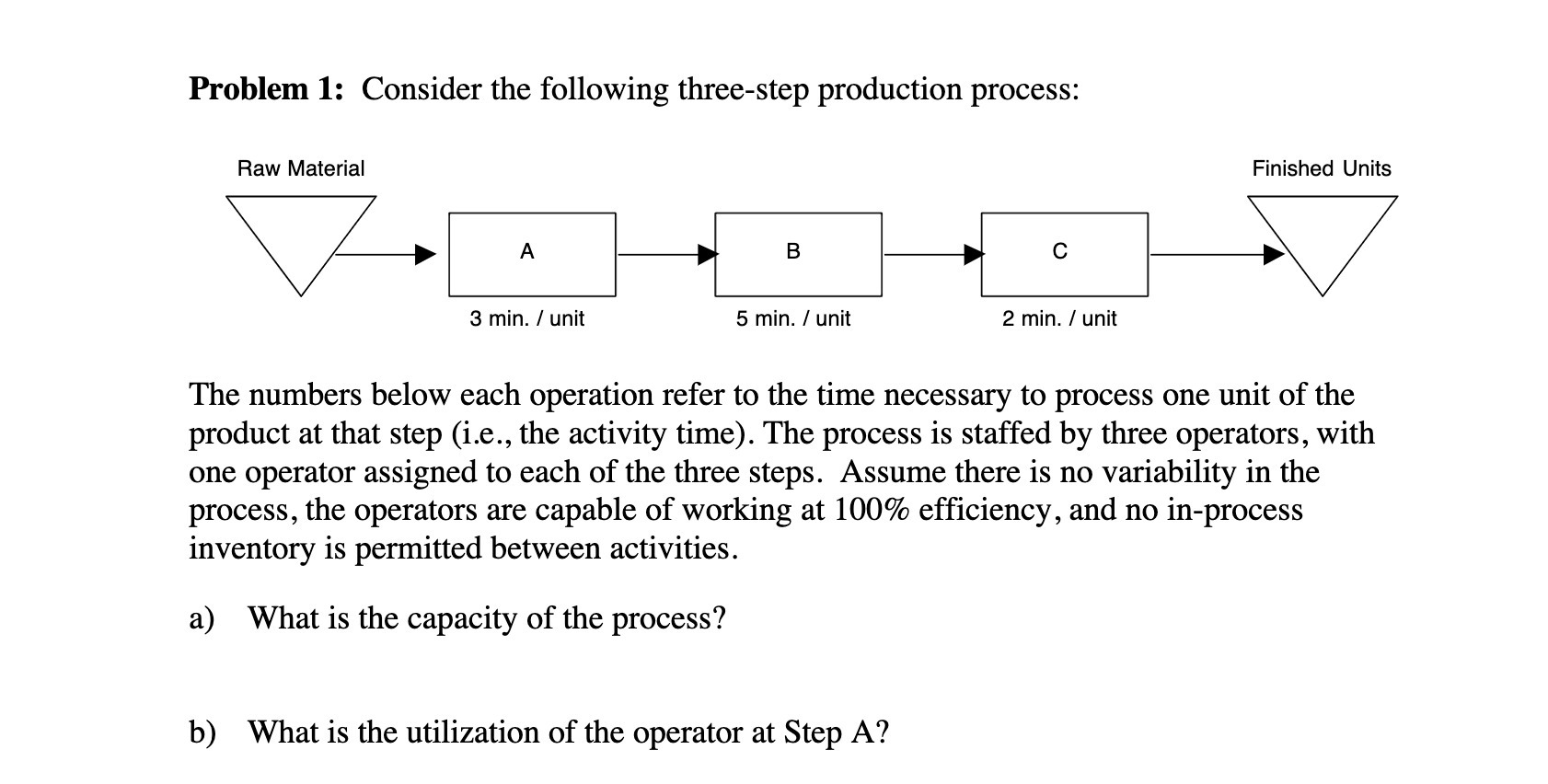 Problem 1: Consider the following three-step production process: Raw Material A B