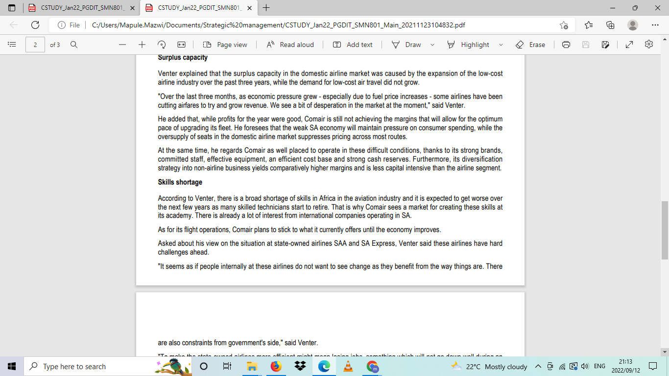 Erase FORMATIVE ASSESSMENT 1 [100 Marks] File C:/Users/Mapule.Mazwi/Documents/Strategic%20management/CSTUDY_Jan22_PGDIT_SMN801_Main_20211123104832.pdf CSTUDY_Jan22_PGDIT_SMN801 CSTUDY_Jan22_PGDIT_SMN801 + II!