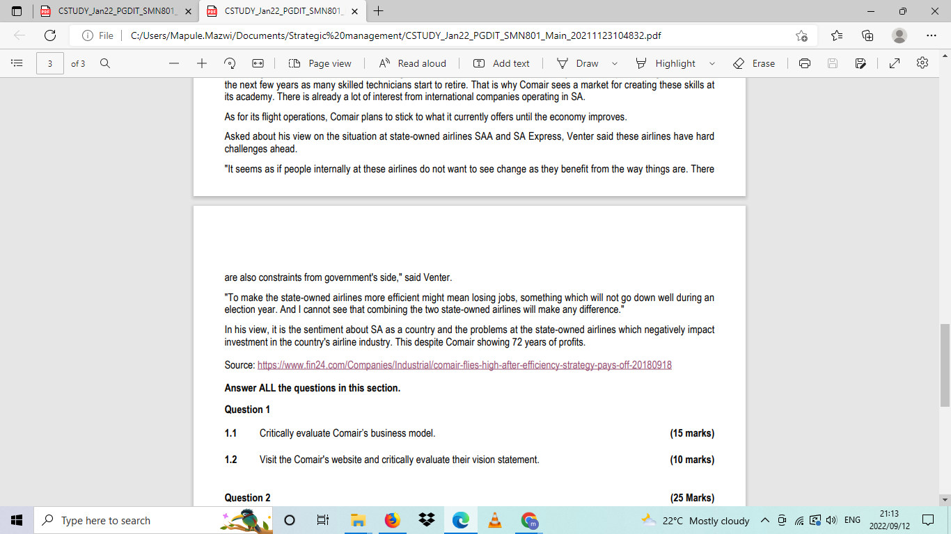 2 of 3 + 6 Comair flies high after efficiency strategy pays