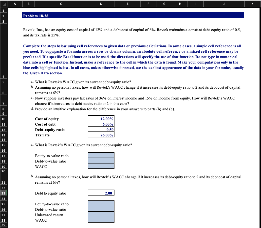 1 2 A 3 4 5 6 B Problem 18-28 C D