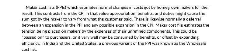 Maker cost lists (PPIs) which estimates normal changes in costs got by