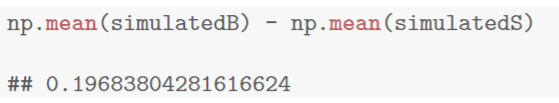 = np.random.normal(5, 0.5, size=10) # create 10 fake Seattle prices simulatedB ##