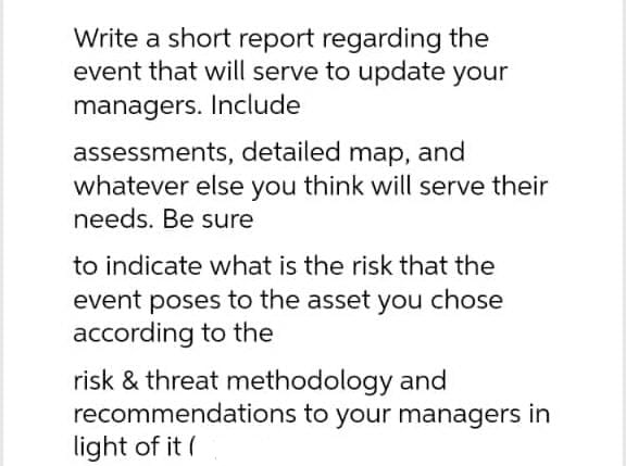 Write a short report regarding the event that will serve to update