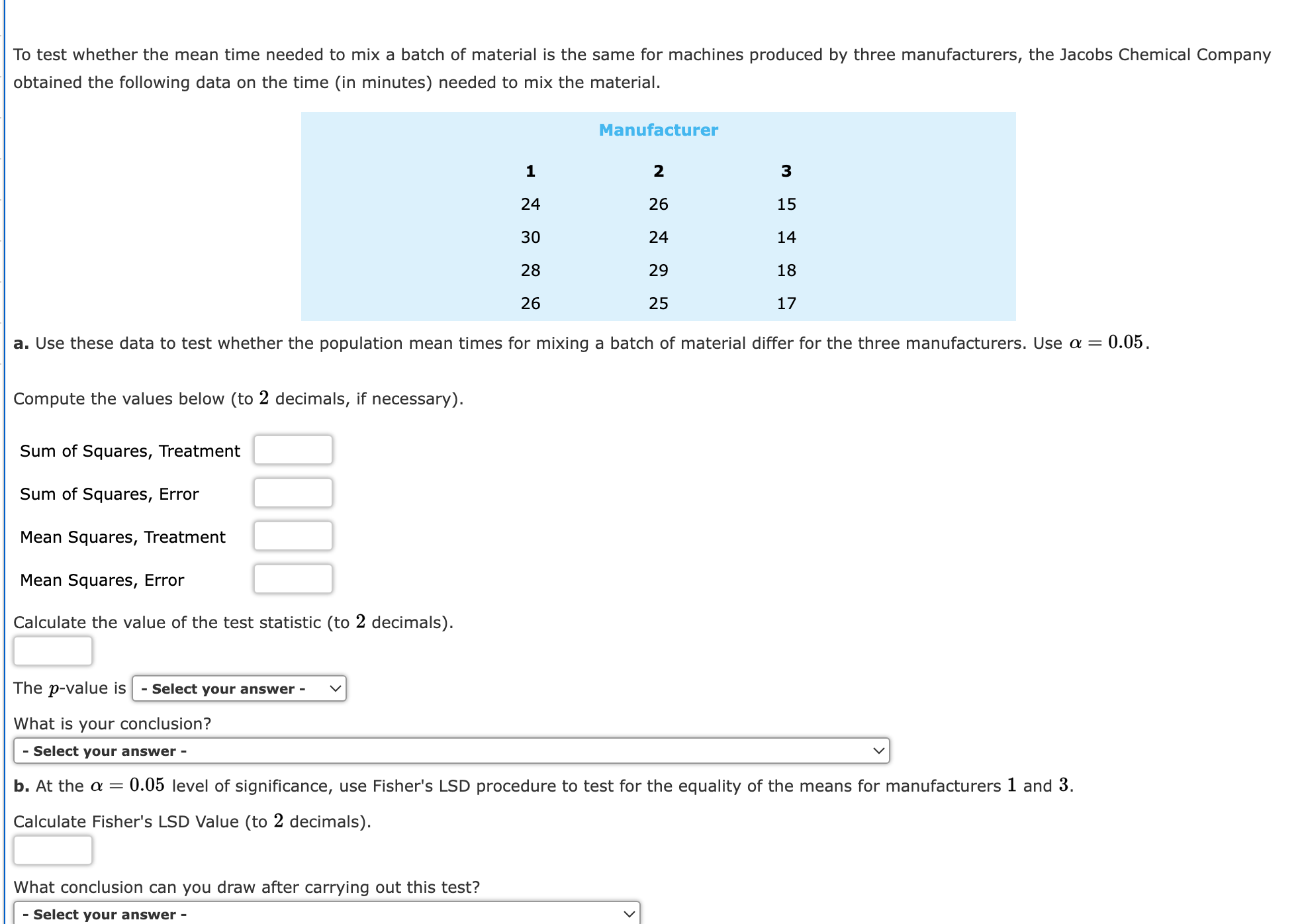 To test whether the mean time needed to mix a batch of