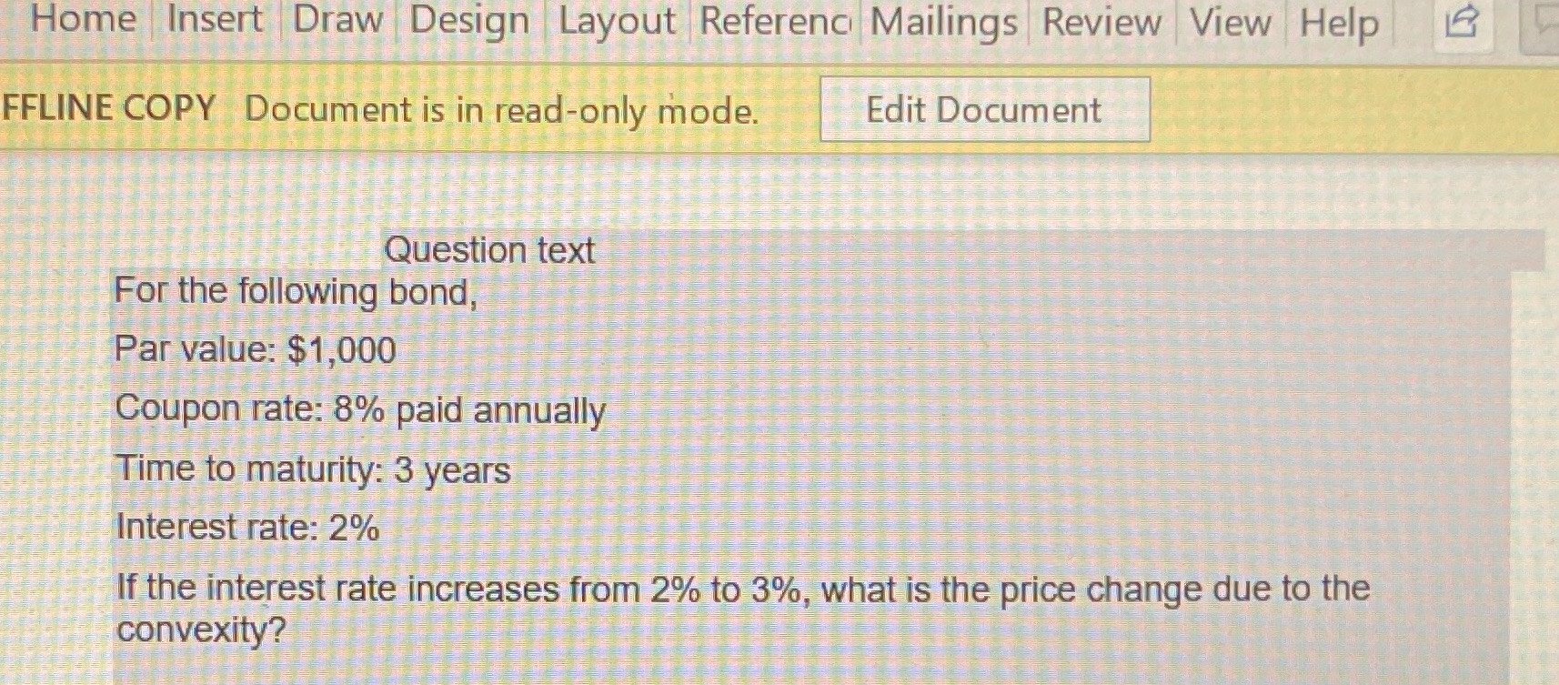 Home Insert Draw Design Layout Referenc Mailings Review View Help B FFLINE