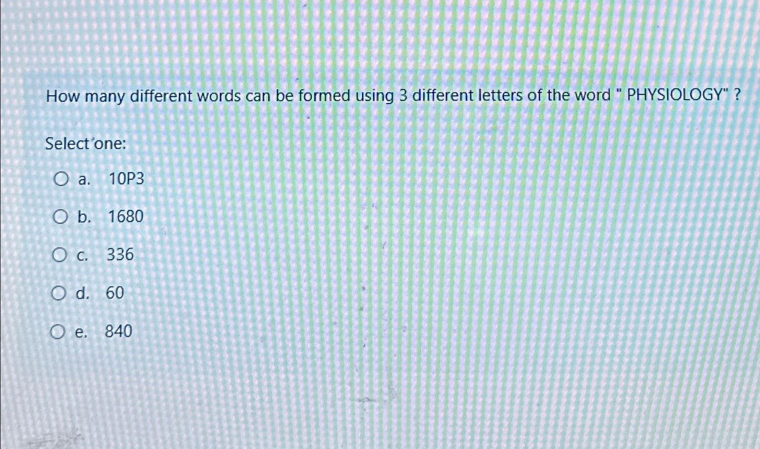 How many different words can be formed using 3 different letters of