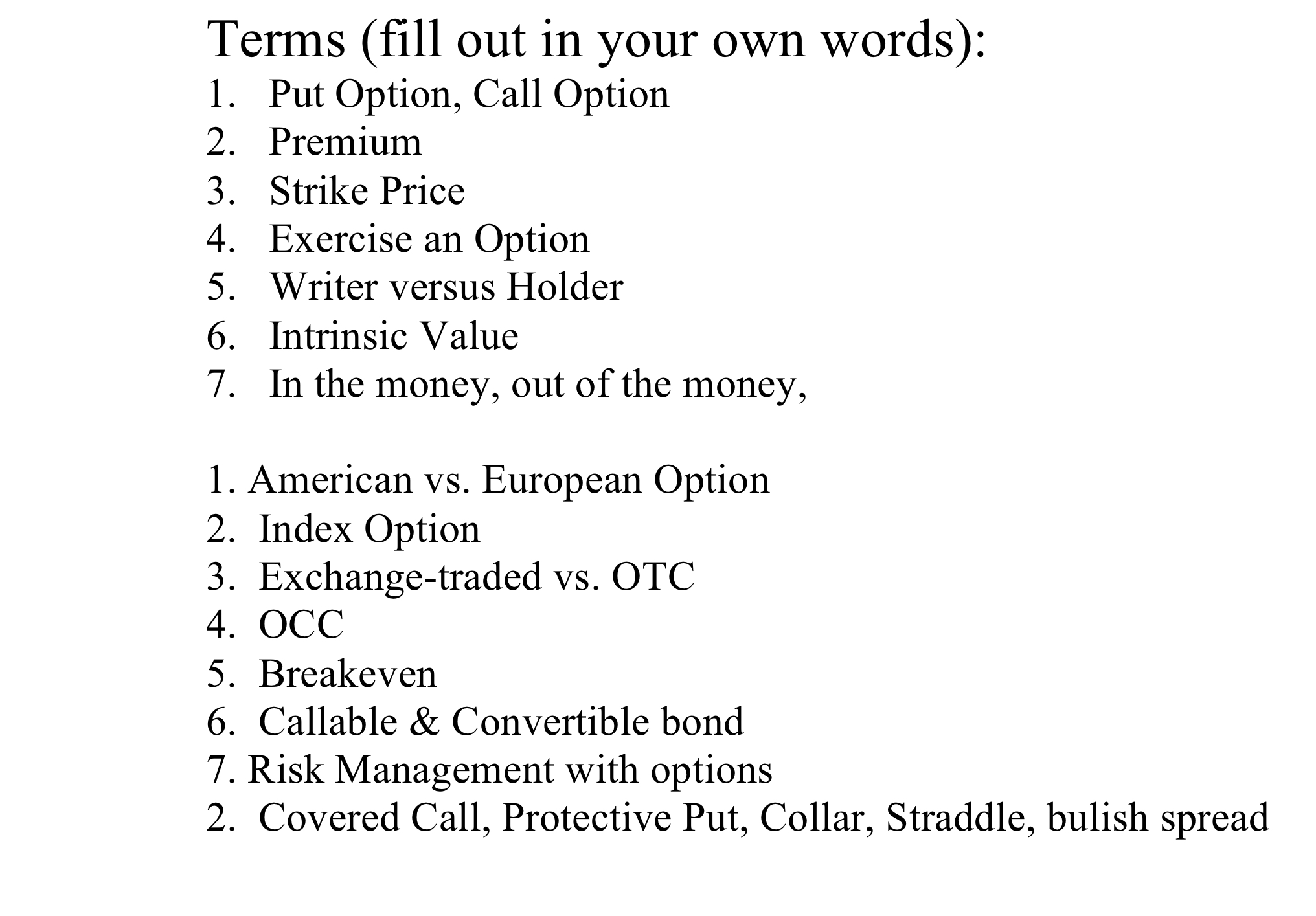calculate the payoff value and profits for each of the following June