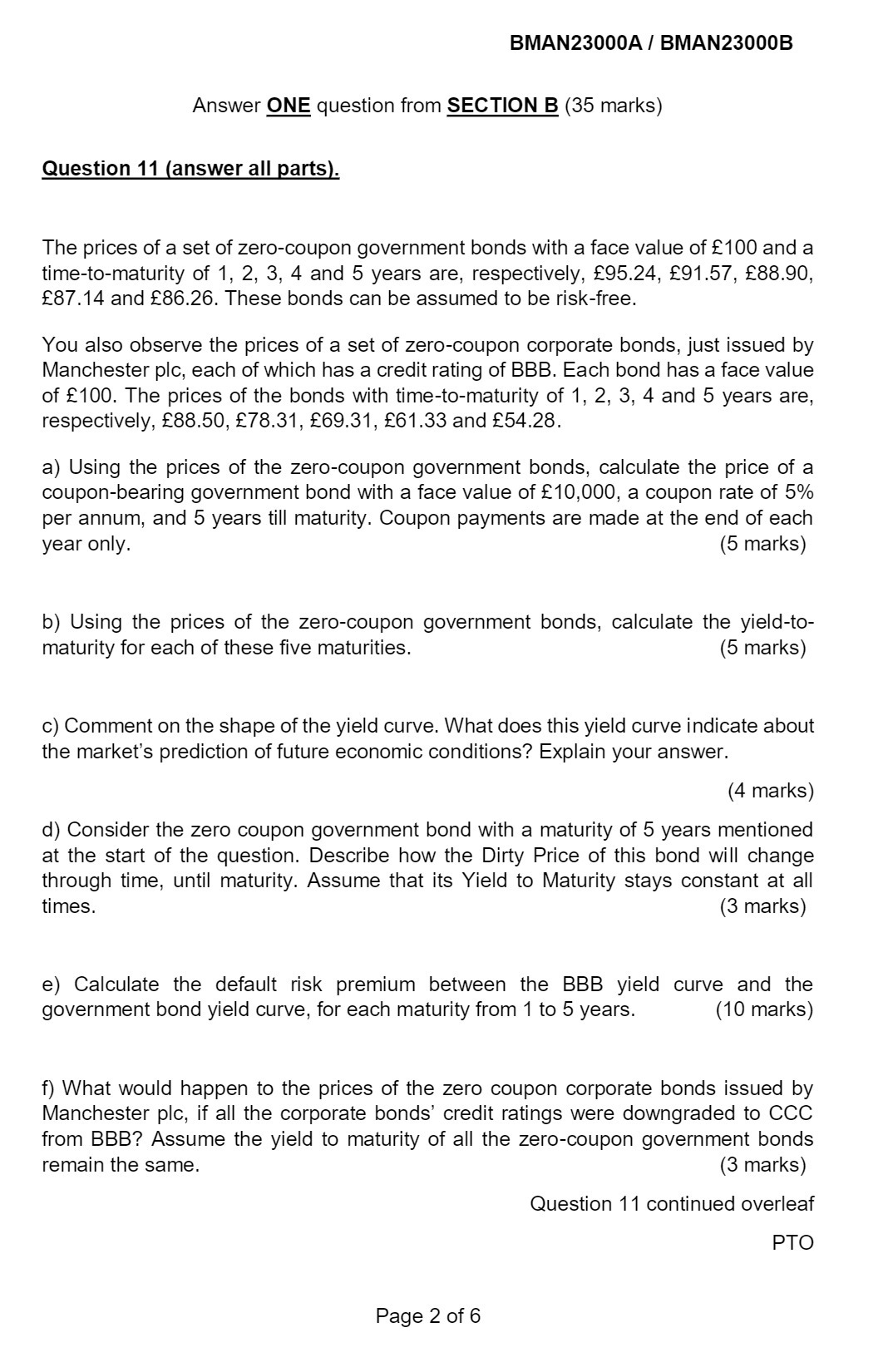 BMAN23000A / BMAN23000B Answer ONE question from SECTION B (35 marks) Question