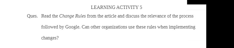 LEARNING ACTIVITY 5 Ques. Read the Change Rules from the article and