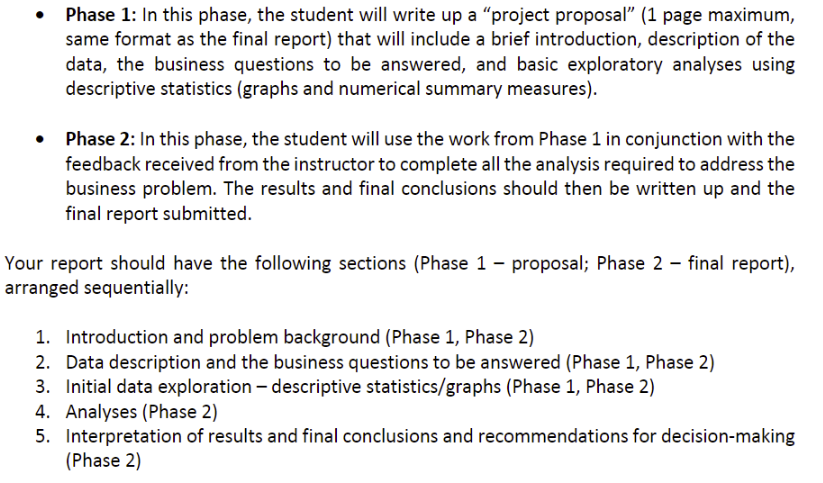 Phase 1: In this phase, the student will write up a "project