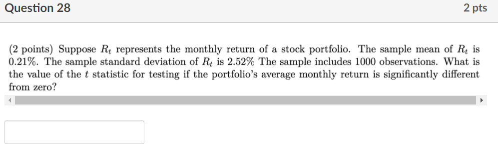 of a stock portfolio. The sample mean of Rt is 0.21%. The