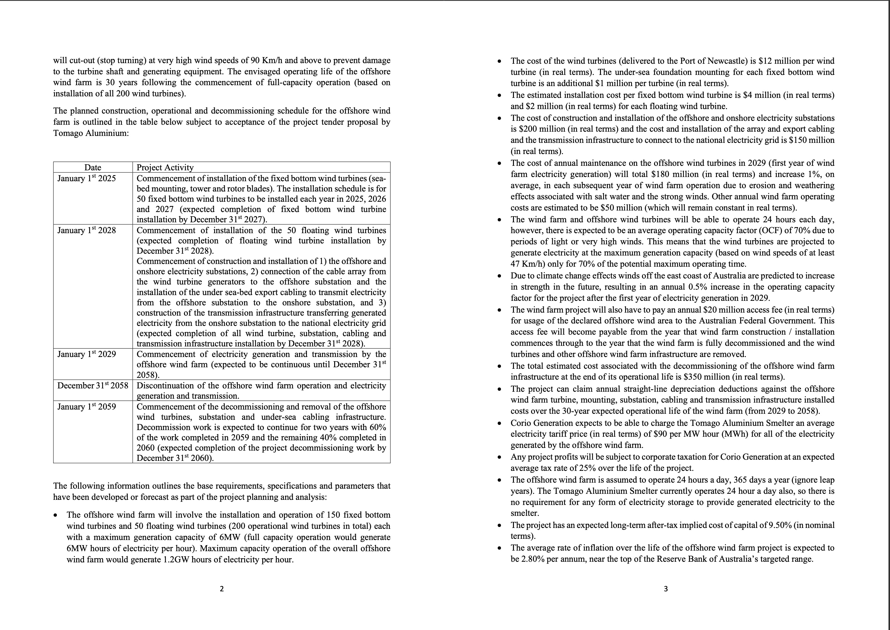 GENERATION LIMITED DEVELOPMENT OF AN OFFSHORE WIND FARM PROJECT FOR A TOMAGO