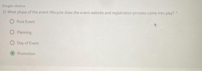 Single choice 2) What phase of the event lifecycle does the event