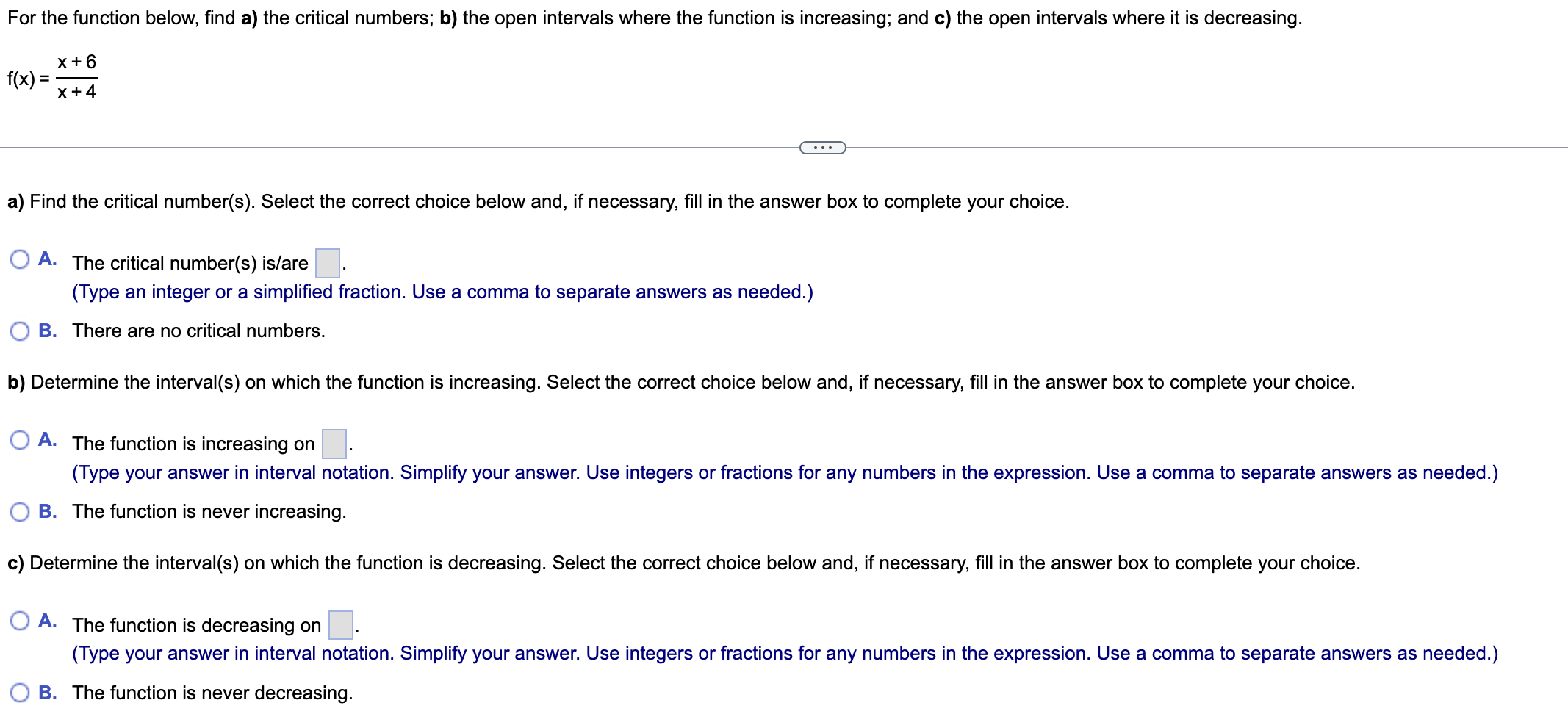 a) List the open interval(s) on which the function is increasing. Select