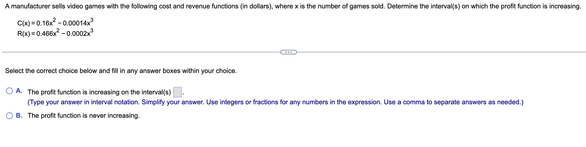 the correct choice below and, if necessary, fill in the answer box