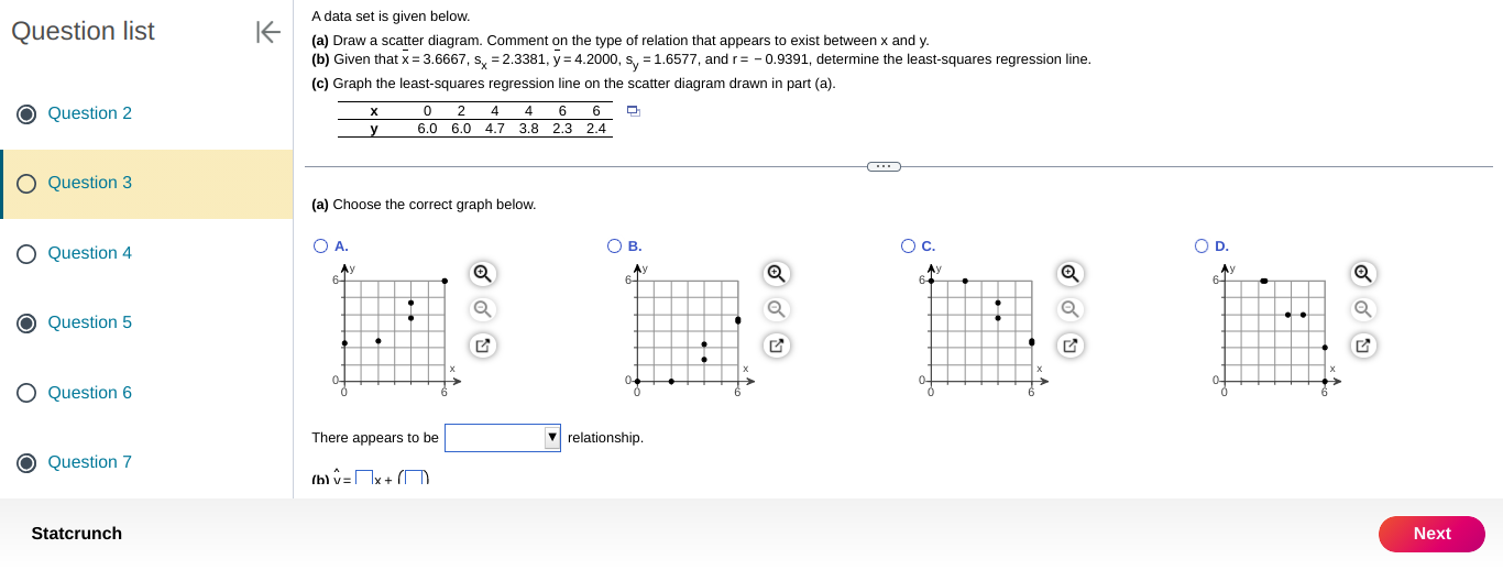 Question list Question 2 Question 3 K A data set is given