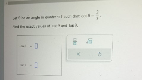 Let be an angle in quadrant I such that cos Find the