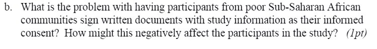 b. What is the problem with having participants from poor Sub-Saharan African
