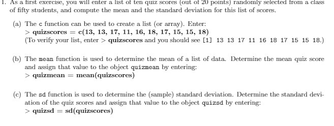 As a first exercise, you will enter a list of ten quiz