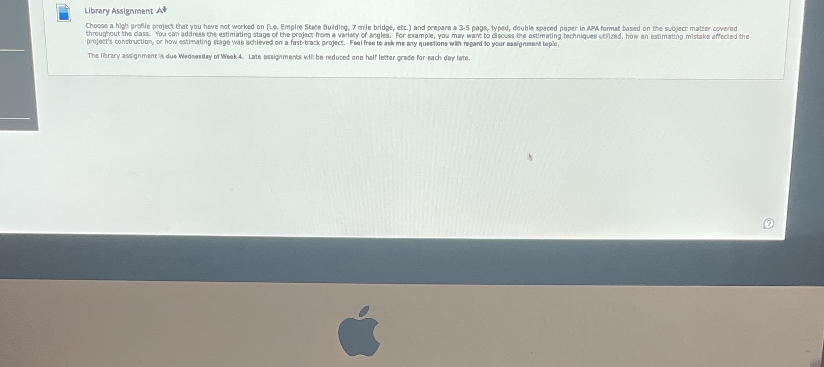 Library Assignment A+ Choose a high profile project that you have not