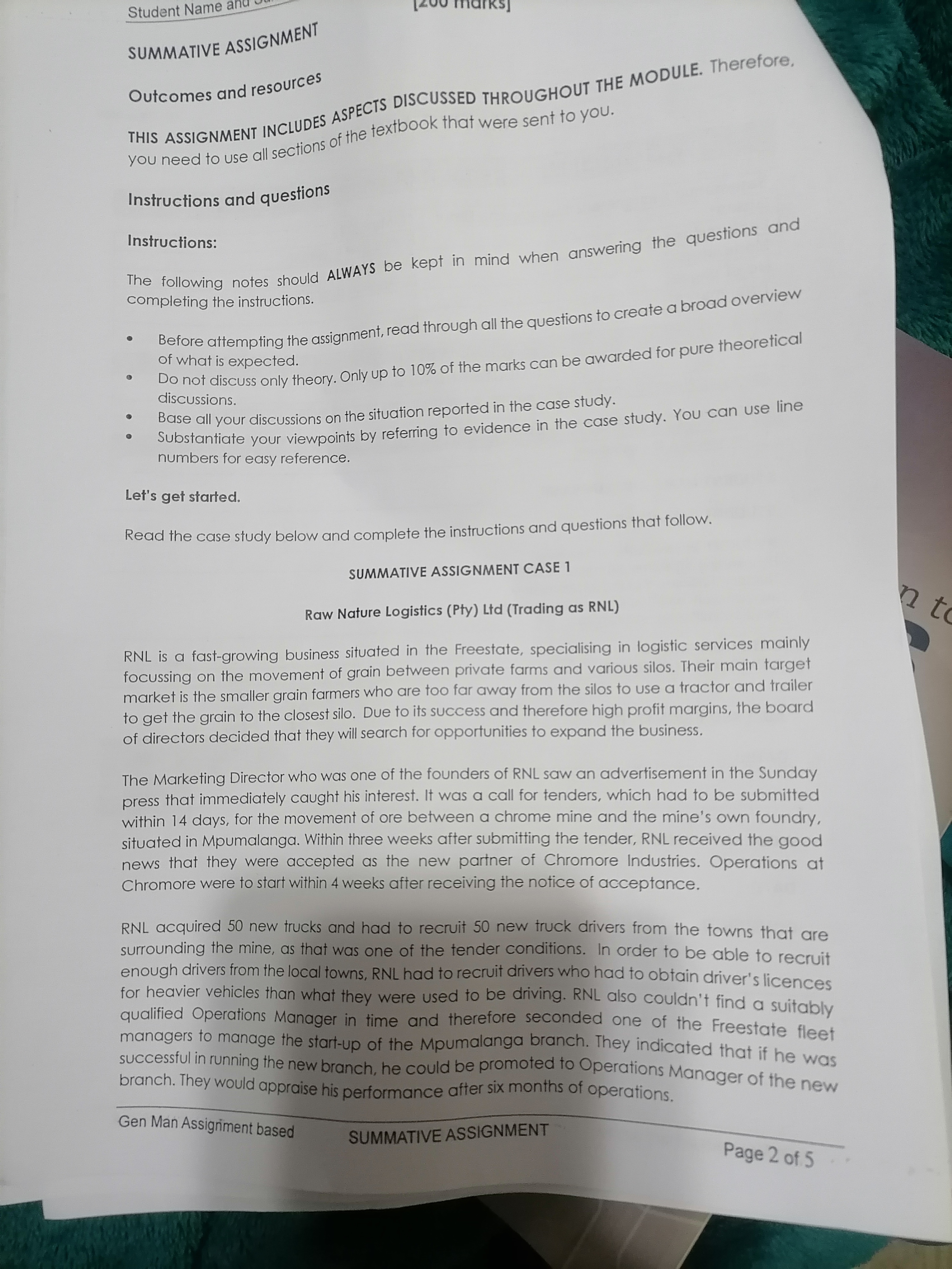 n t Student Name SUMMATIVE ASSIGNMENT Outcomes and resources arks] THIS ASSIGNMENT