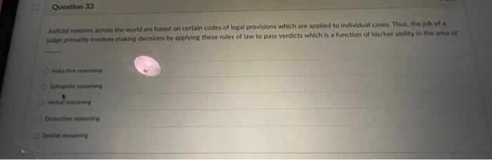 Question 33 Judicial systems across the world are based on certain codes