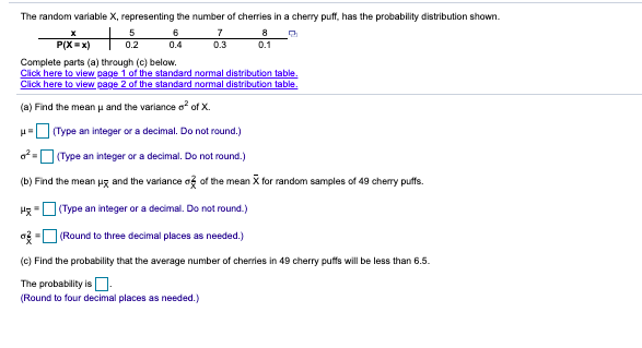 The random variable X, representing the number of cherries in a cherry