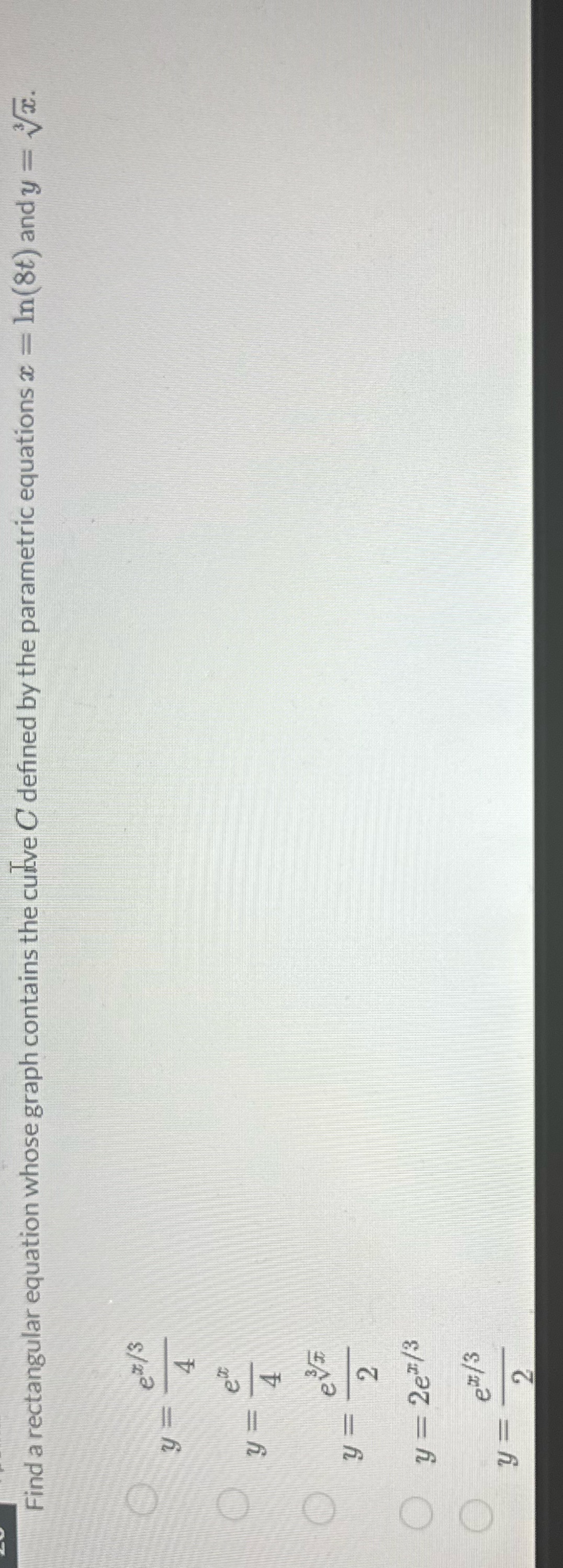 Find a rectangular equation whose graph contains the curve C defined by