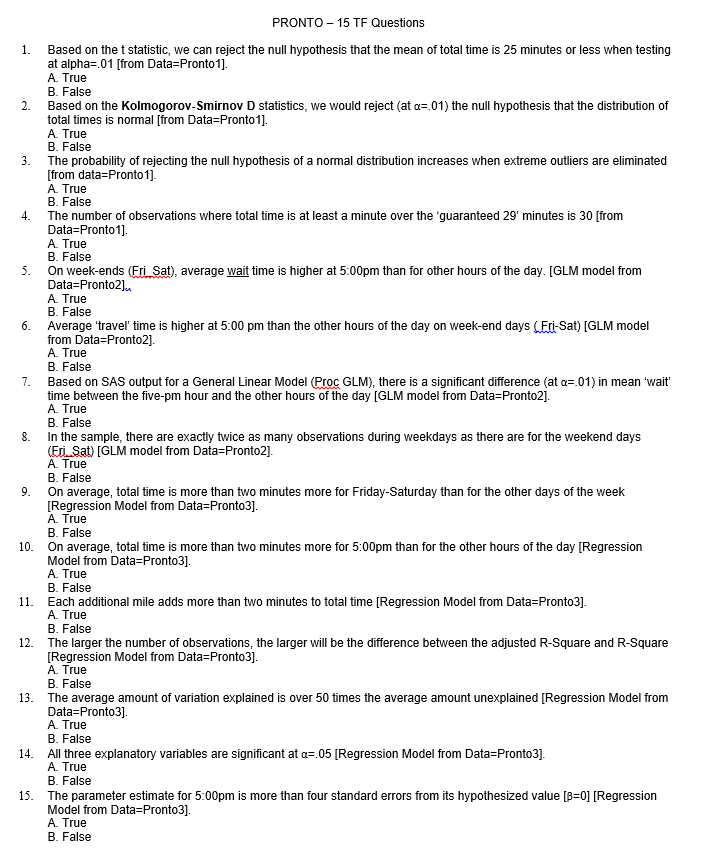 1. 2. 3. 4. 5. PRONTO-15 TF Questions Based on the t