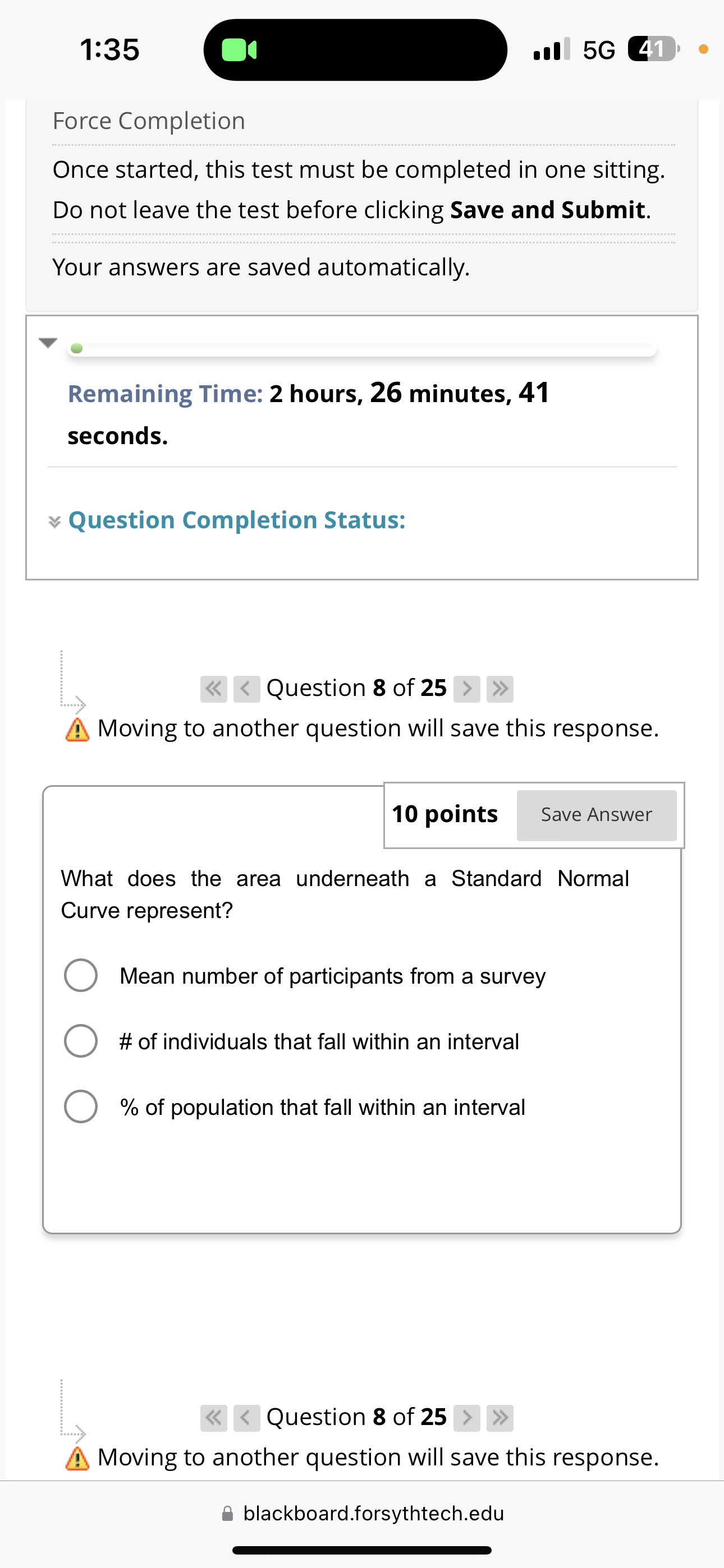 Qualitative Data AA blackboard.forsythtech.edu 1:32 Remaining Time: 2 hours, 29 minutes, 30