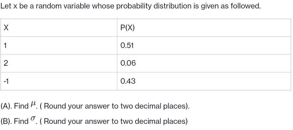 Let x be a random variable whose probability distribution is given as